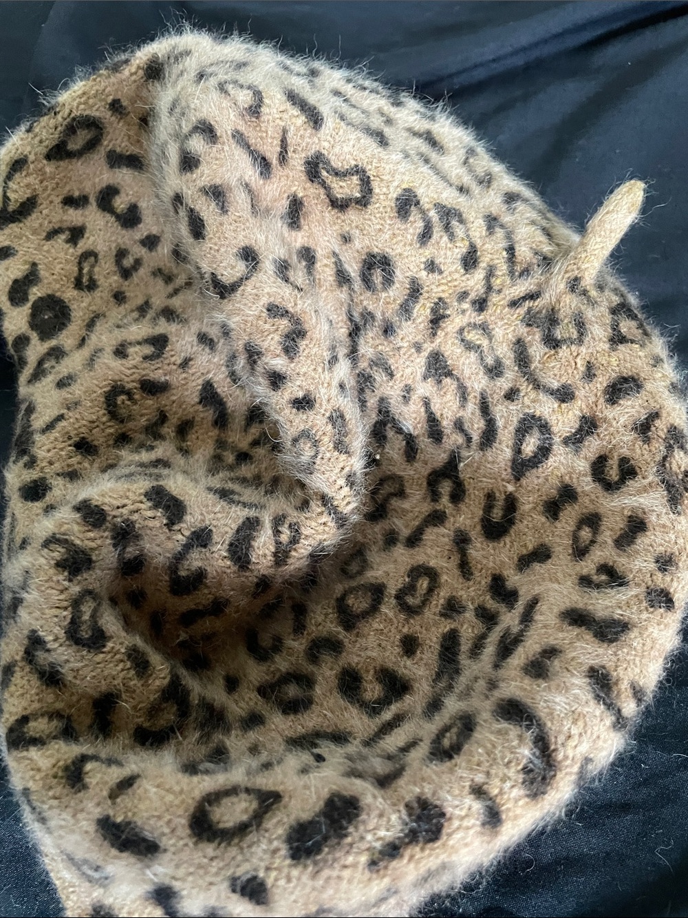 Leopard Print Fuzzy Beret - Women Accessories - Picture 4 of 4